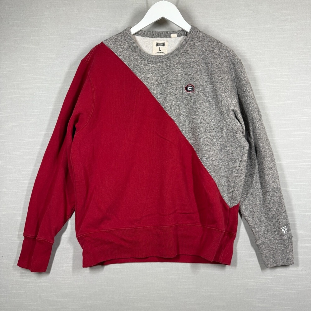 Georgia‎ Bulldog Sweatshirt Mens Large Red Gray Color Block Football Tailgate